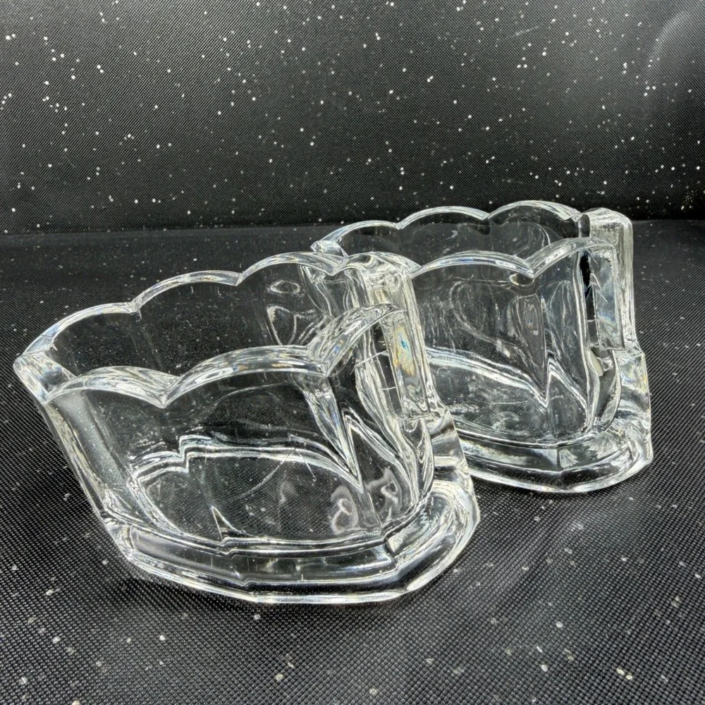 Clamborn Clear Pressed Glass Napkin Holders Spoon Holder Heavy Weighted Base